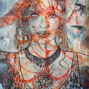 Tableau encadré "Femme aux hirondelles"