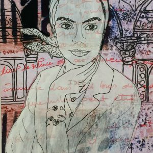 Tableau encadré "Femme voyage"